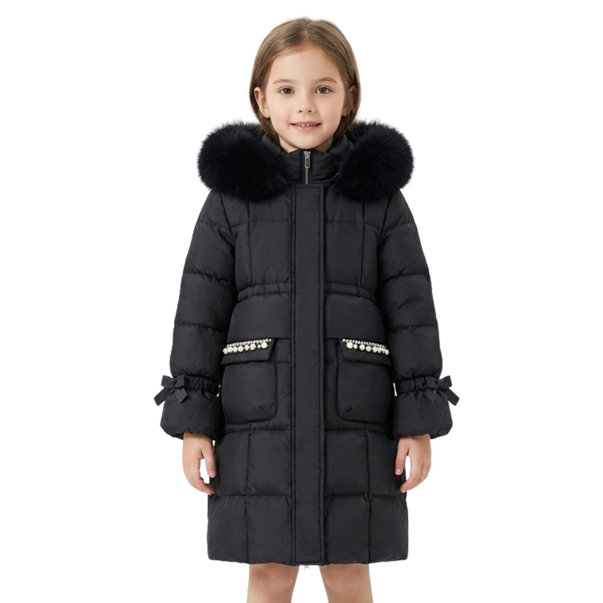 Veste Hiver Fille Avec Capuche et Doublure Chaude
