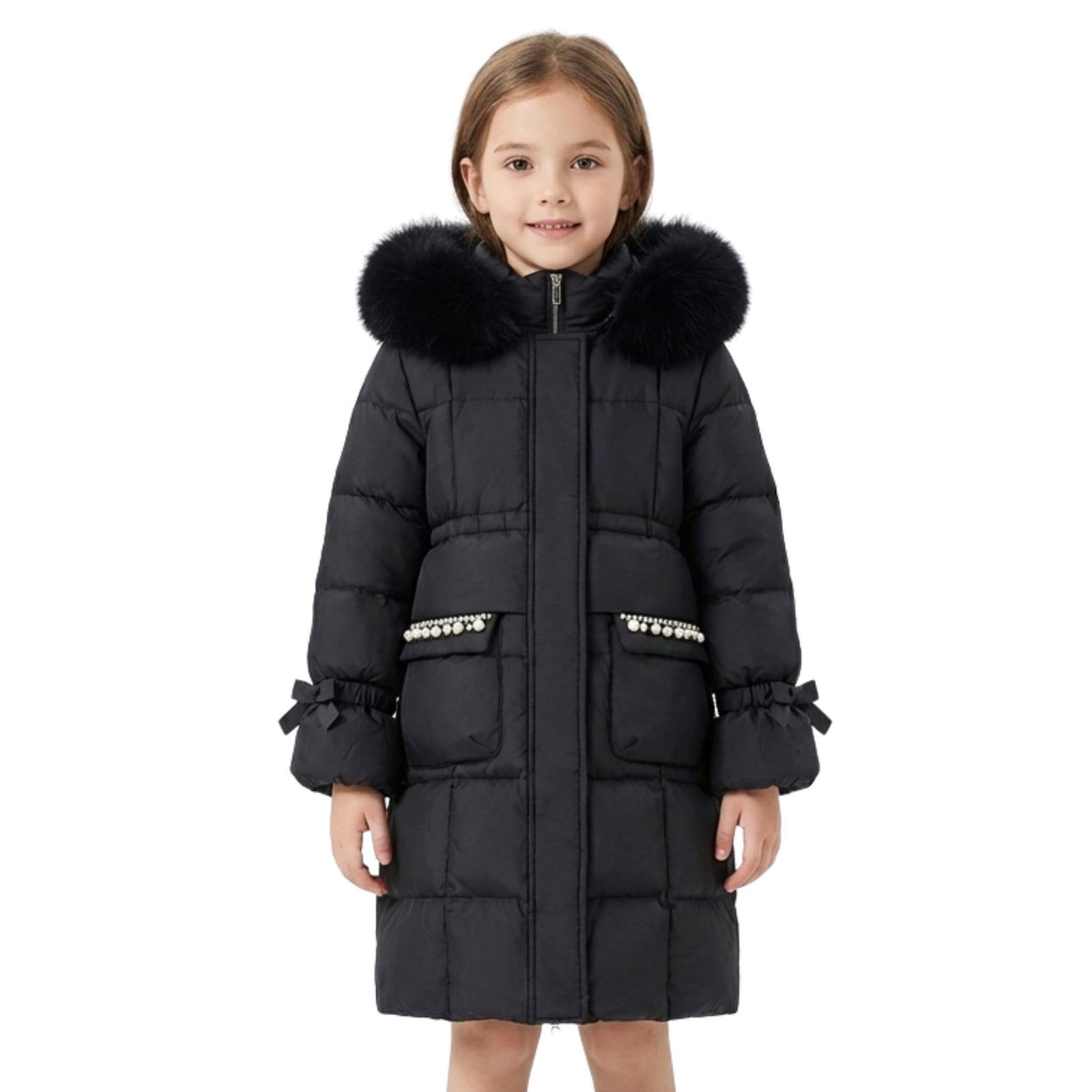 Veste Hiver Fille Avec Capuche et Doublure Chaude