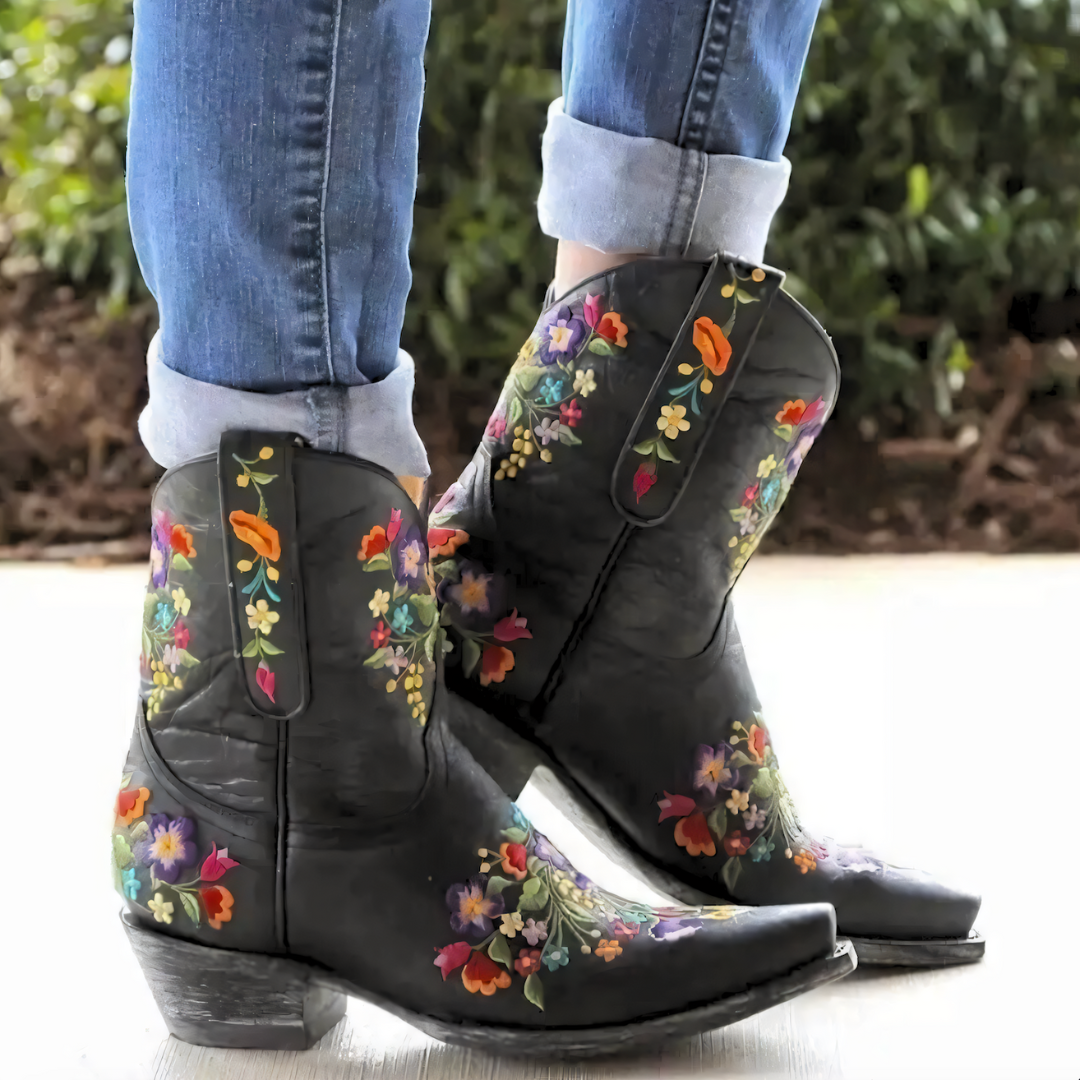 Bottes Hiver Femme Vintage en Cuir Résistant 3