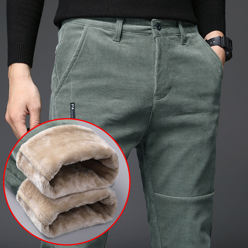 Pantalon d'Hiver Classique en Tissu Chaud pour Hommes-2