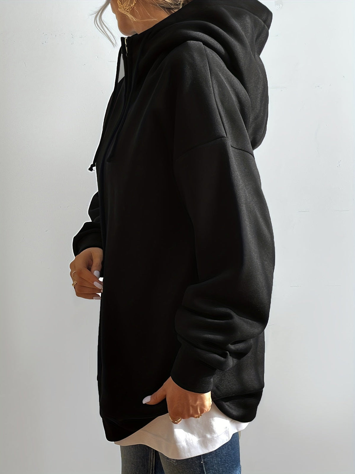 Sweat à Capuche Femme Décontracté avec Fermeture Éclair en Coton-2
