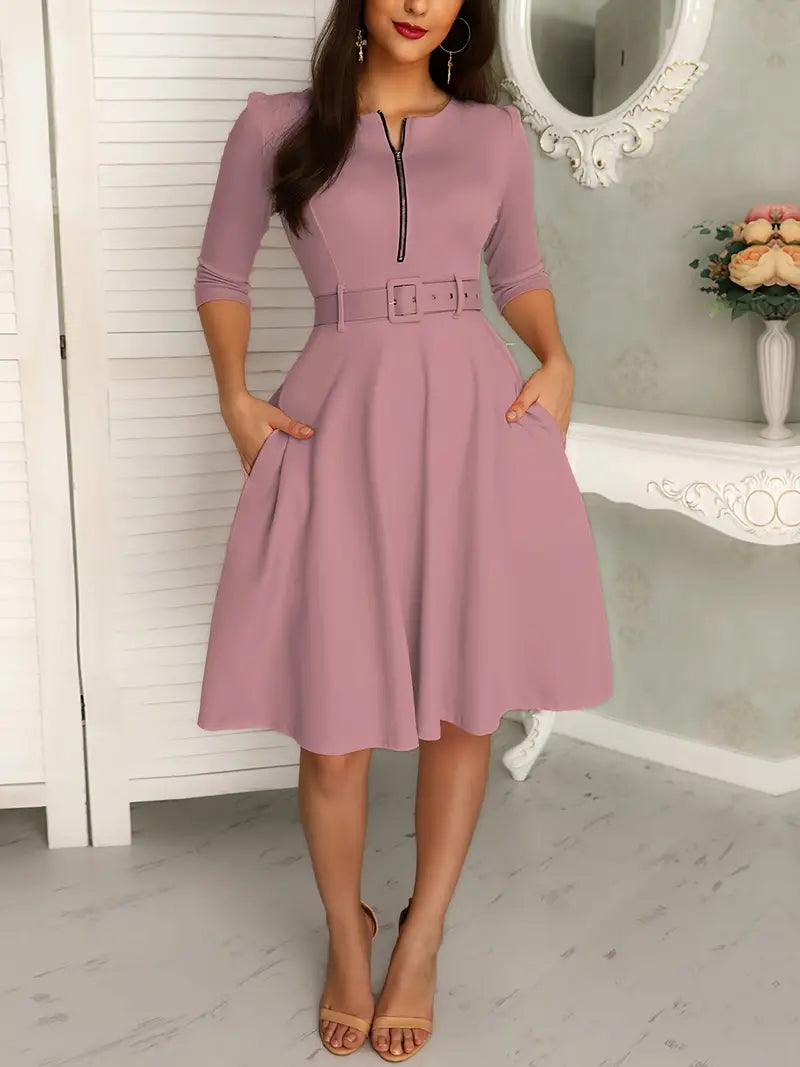 Variant image for Robe Femme Décolleté Circulaire avec Fermeture Éclair en Polyester-25