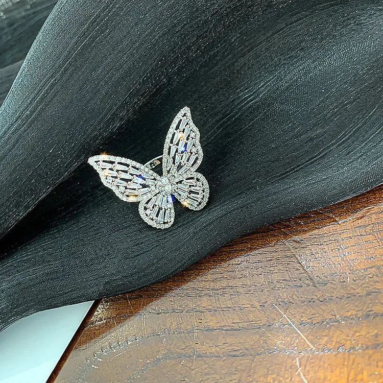 Bague Femme Papillon Brillante avec Détails Tendance 0