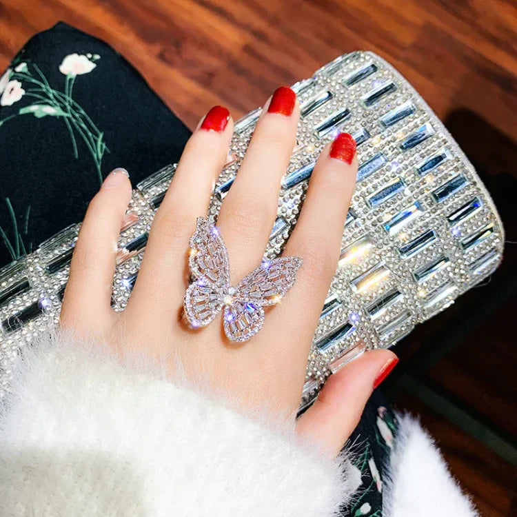 Bague Femme Papillon Brillante avec Détails Tendance 3