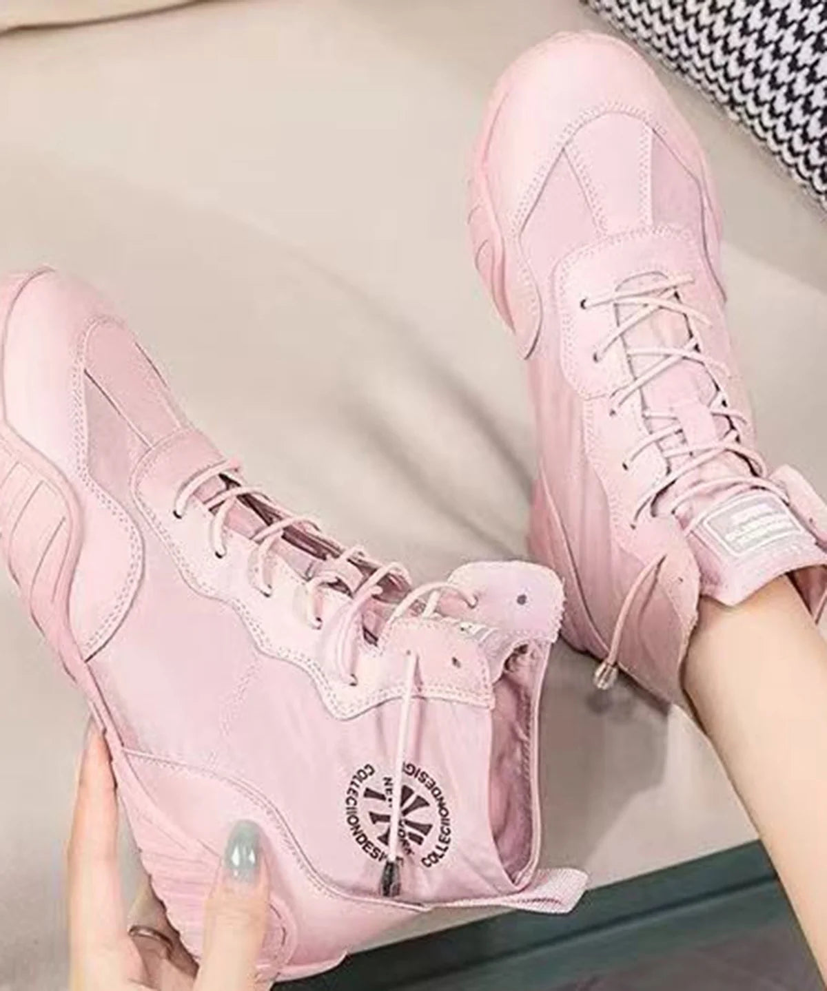 Baskets montantes décontractées pour femmes à lacets 4