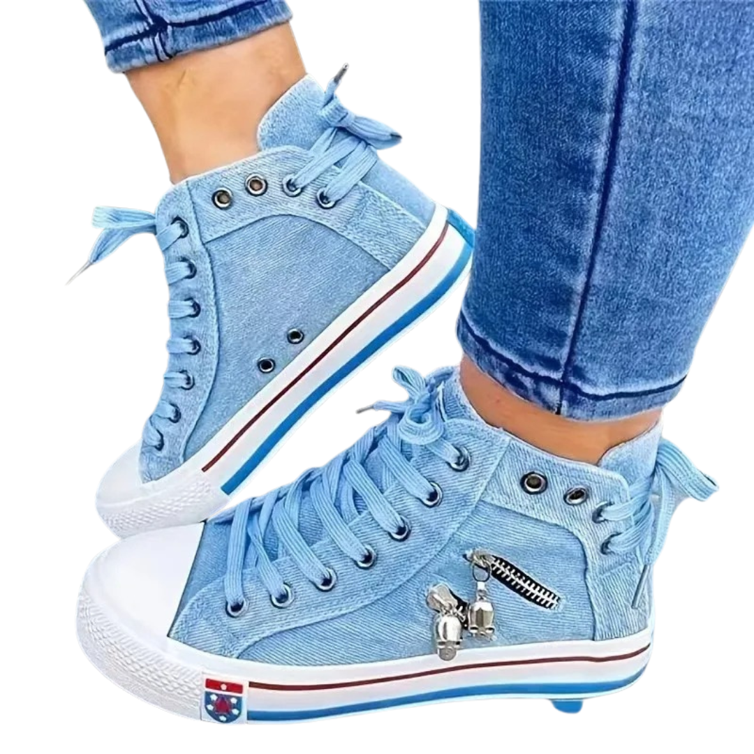 Baskets montantes style denim pour femmes 0
