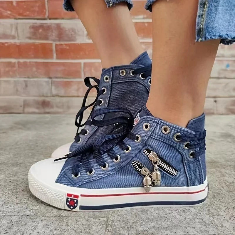 Baskets montantes style denim pour femmes 2