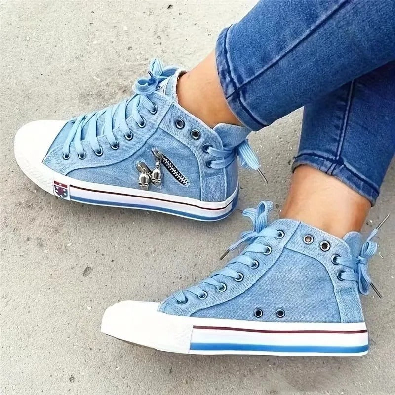 Baskets montantes style denim pour femmes 5