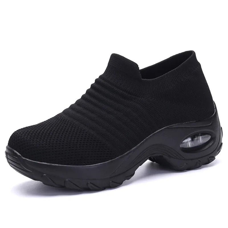 Baskets thérapeutiques pour femmes avec plateforme, noir, blanc, rouge 9