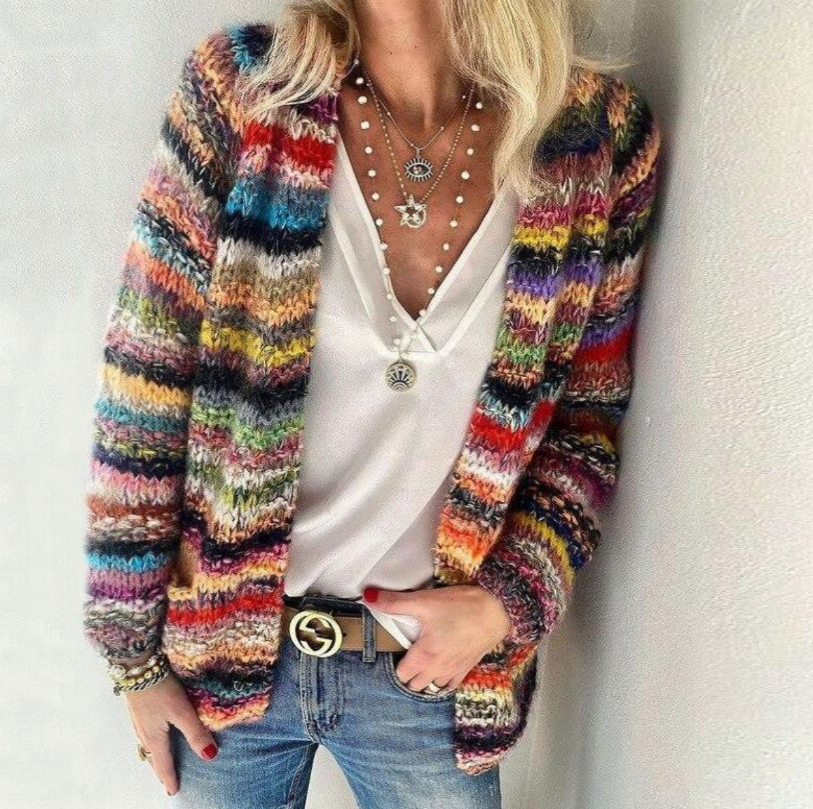 Veste Femme Tricot Élégante Ajustée Acrylique-1