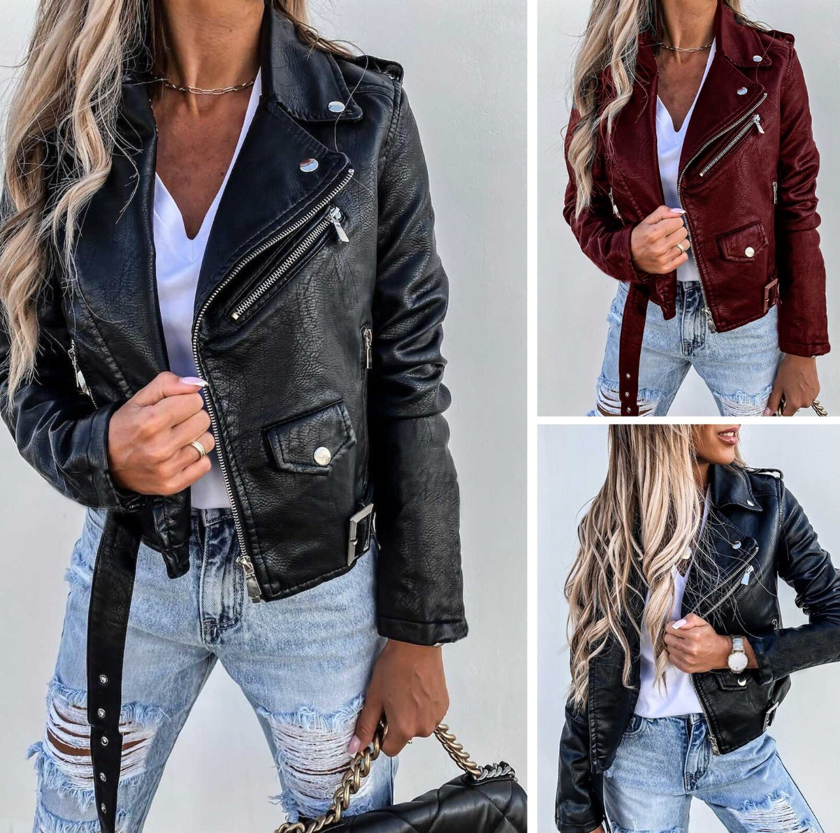 Variant image for Veste en Cuir Femme Élégante et Moderne-1