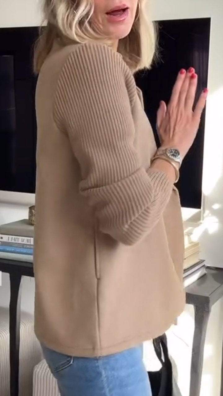 Blazer Chic Femme à Manches Tricotées 3