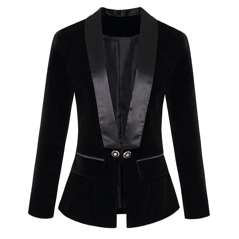 Blazer Femme Chic Doux à Bouton Unique 3