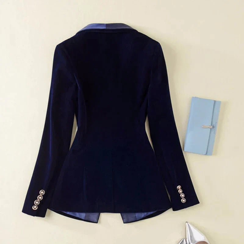 Blazer Femme Chic Doux à Bouton Unique 4