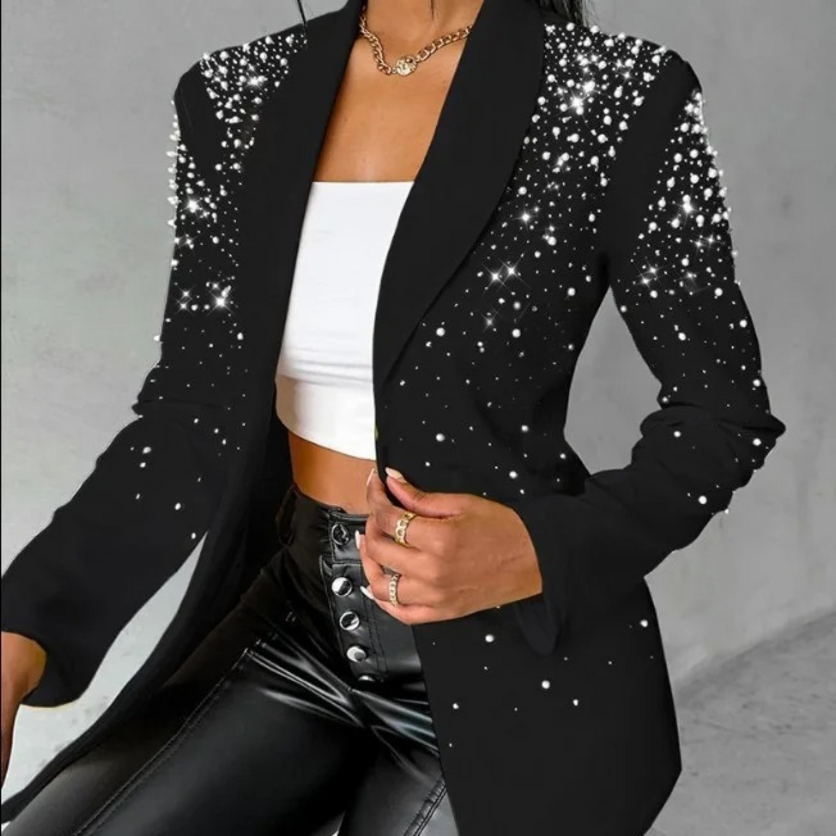 Blazer Femme Chic avec Détails en Perles pour un Look Raffiné 1