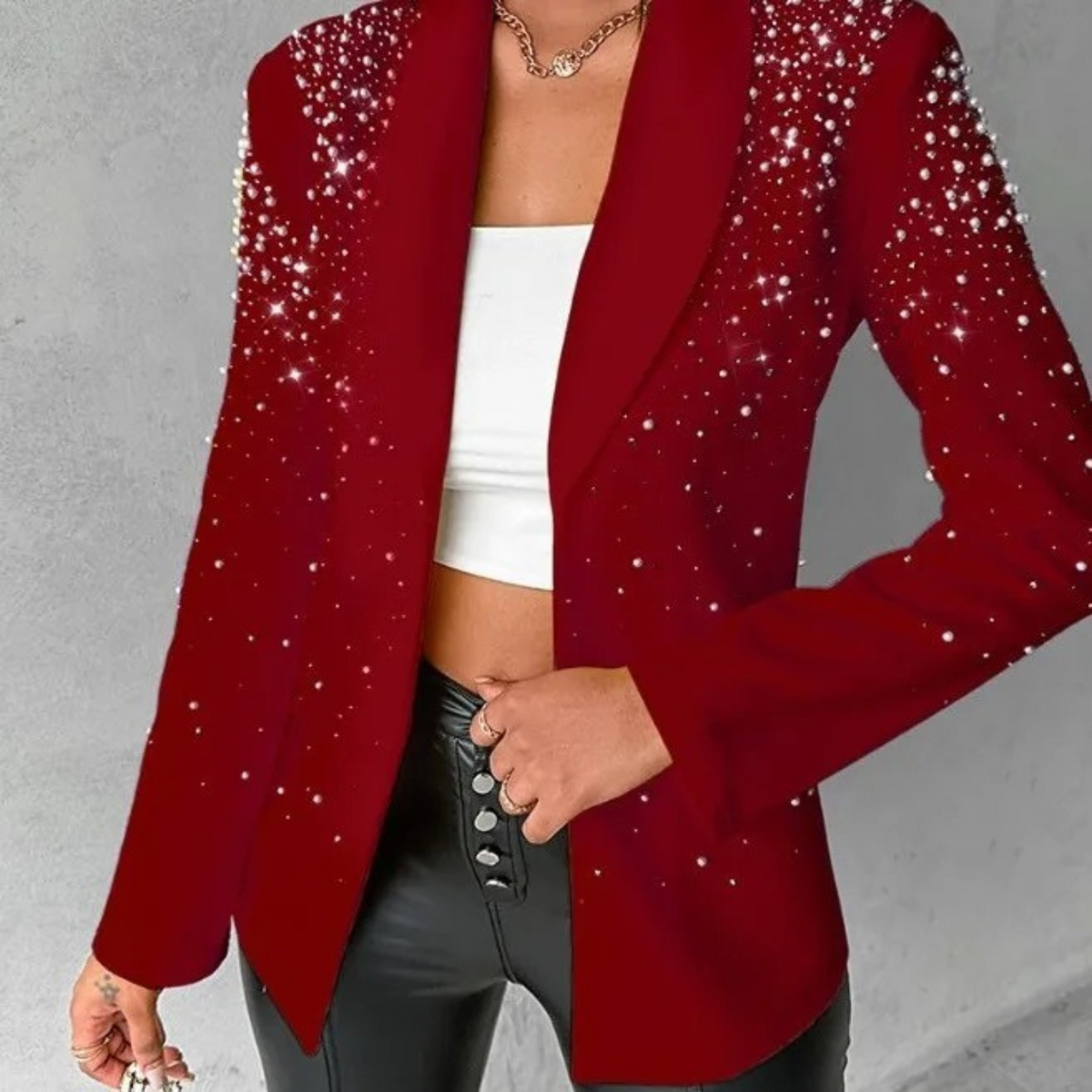 Blazer Femme Chic avec Détails en Perles pour un Look Raffiné 2