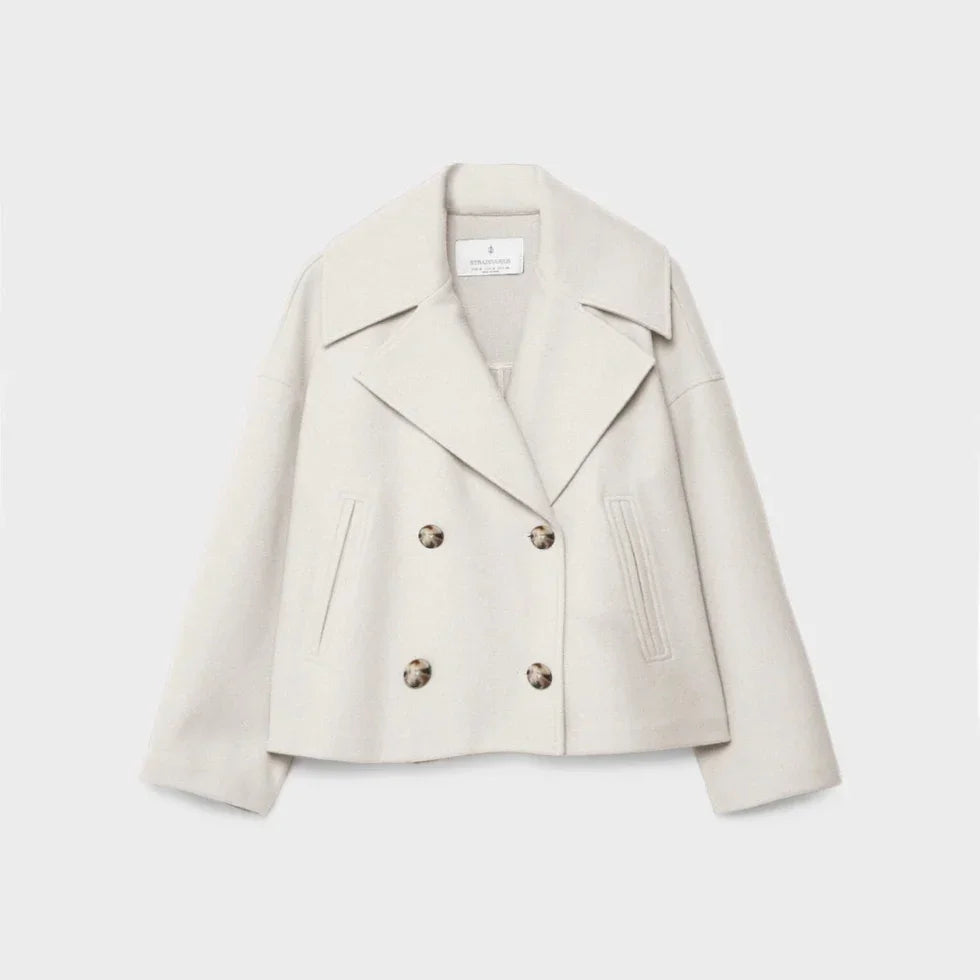 Blazer Femme Court à Double Boutonnage Chic 0