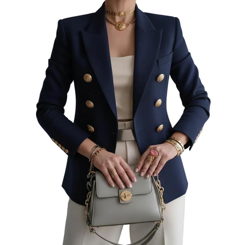 Blazer Femme Croisé Chic Double Boutonnage 1