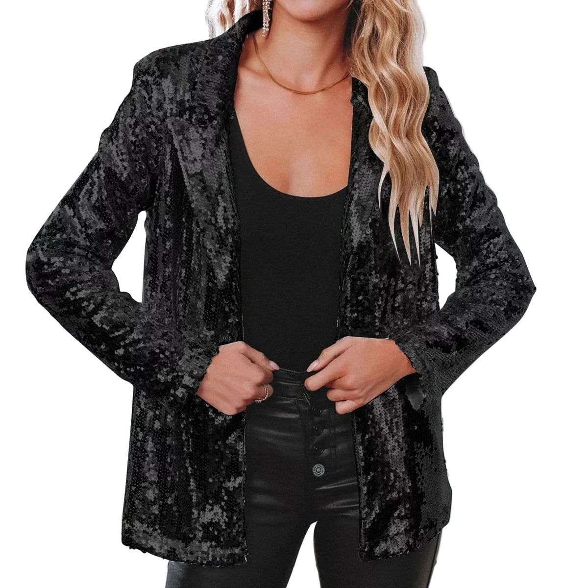 Blazer Femme Glamour à Paillettes Chic 3