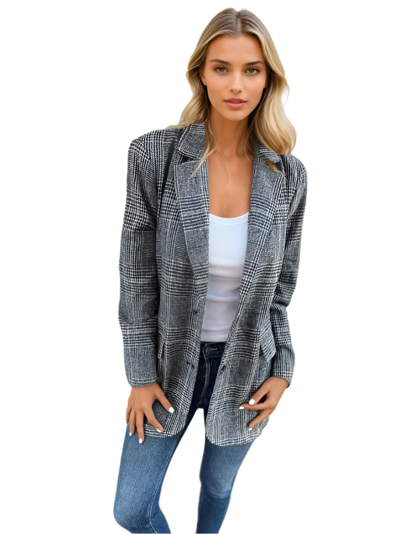 Blazer Femme à Carreaux Printemps Chic 0