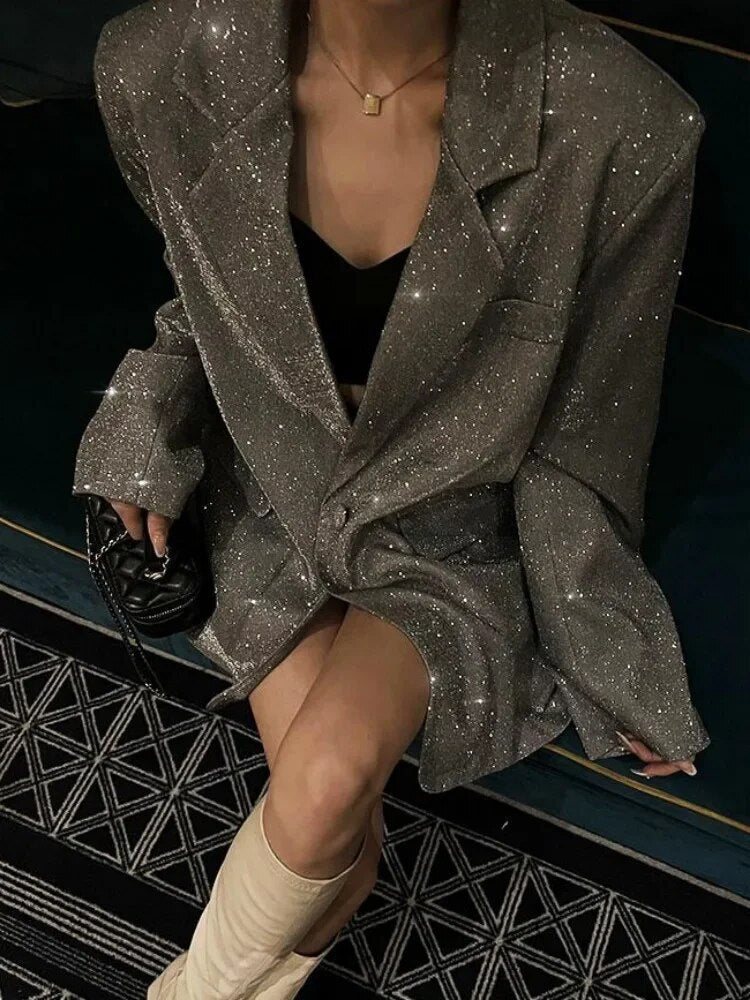 Blazer Femme à Sequins Scintillants 1
