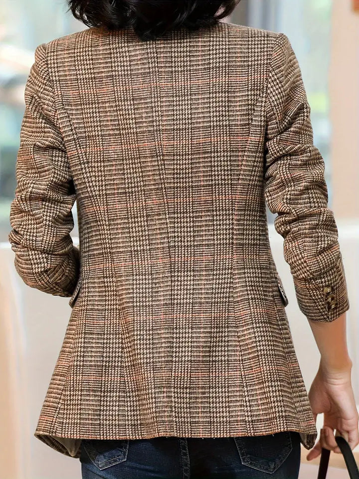Blazer à carreaux pour femme avec un bouton 2