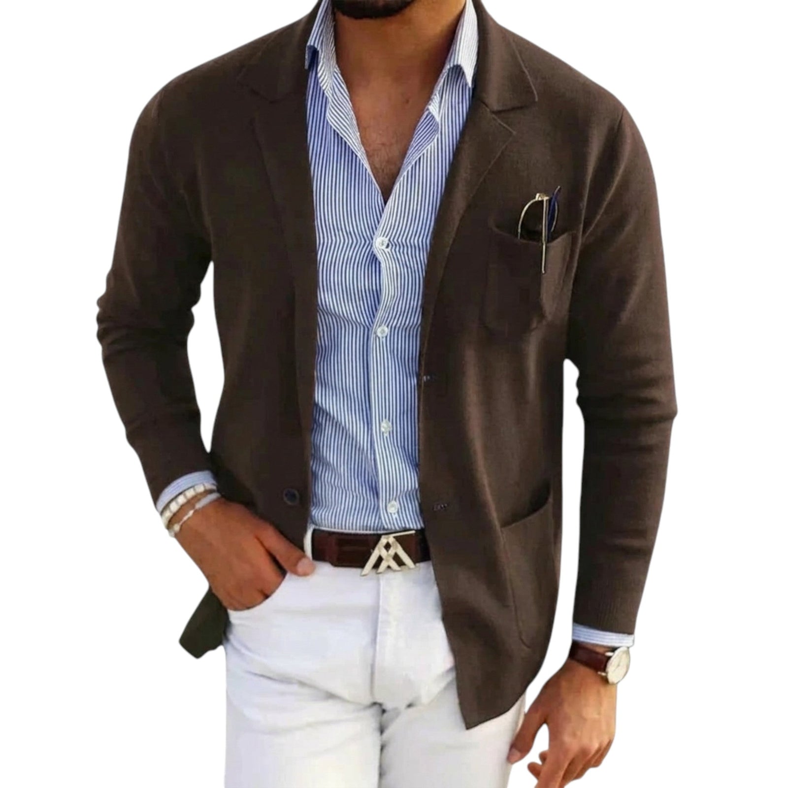 Blazer pour homme avec col de veste, style classique 8