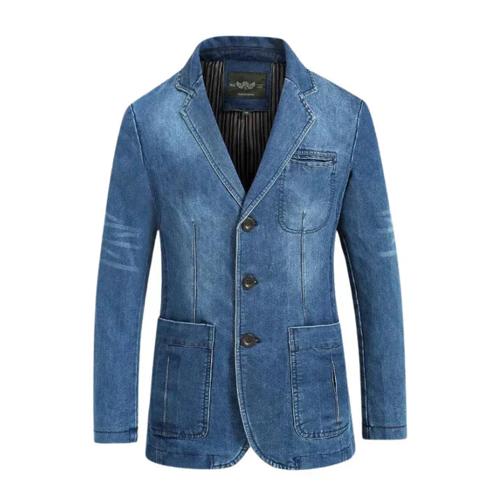 Blazer pour hommes en denim décontracté 0