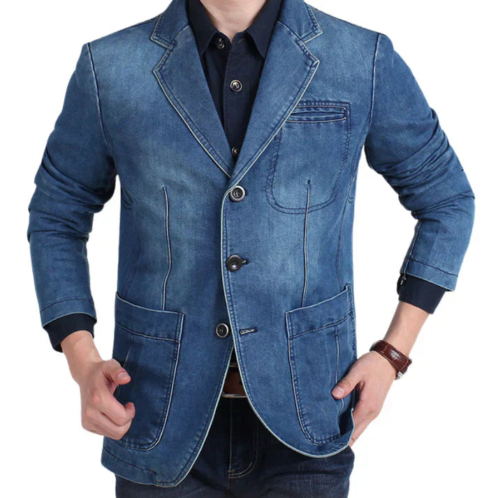Blazer pour hommes en denim décontracté 1