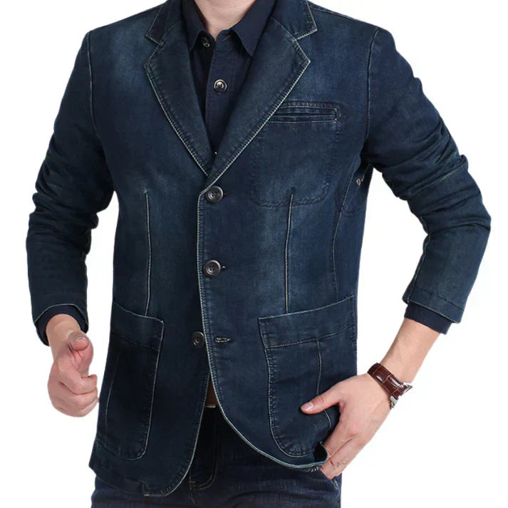 Blazer pour hommes en denim décontracté 4