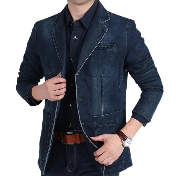 Blazer pour hommes en denim décontracté 5