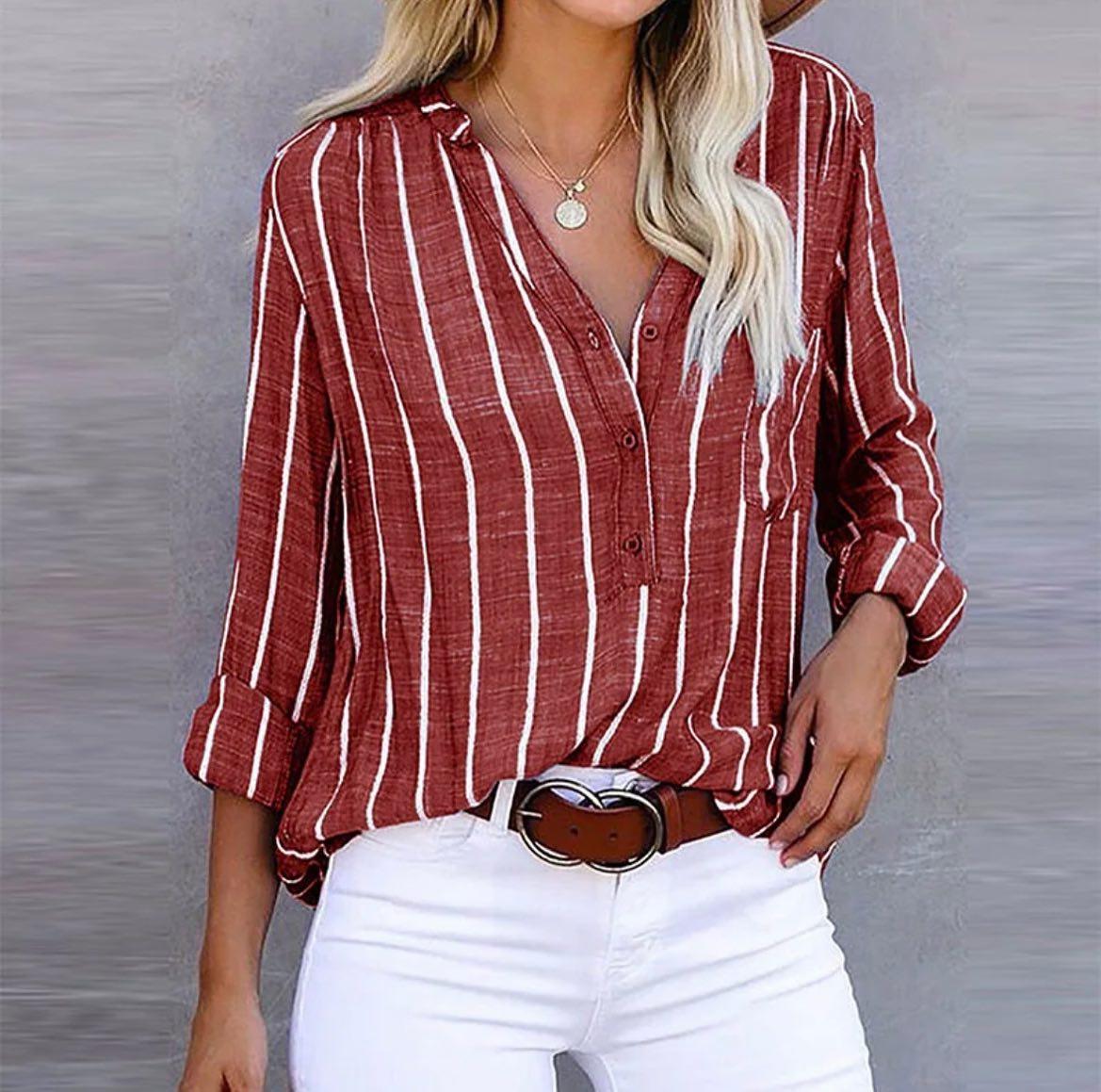 Blouse Décontractée à Rayures pour Femmes 1