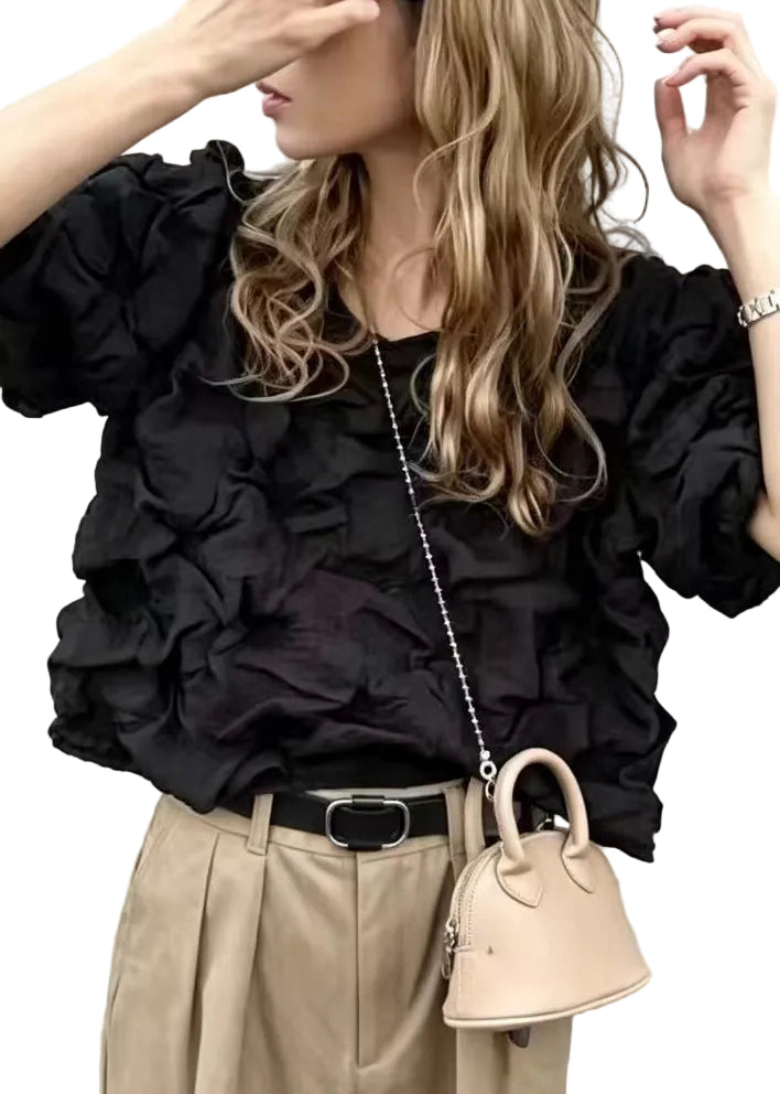 Blouse Femme Bohème Manches Bouffantes Chic 0