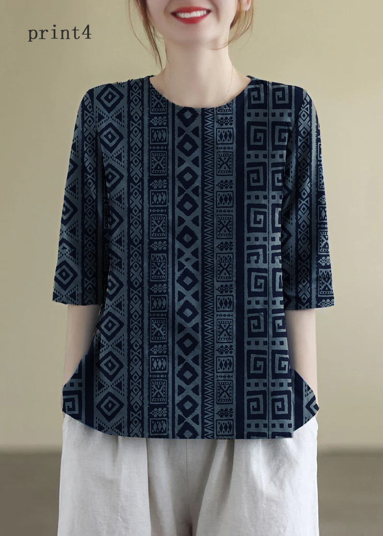 Blouse Femme Brodée à Col Rond en Coton 7