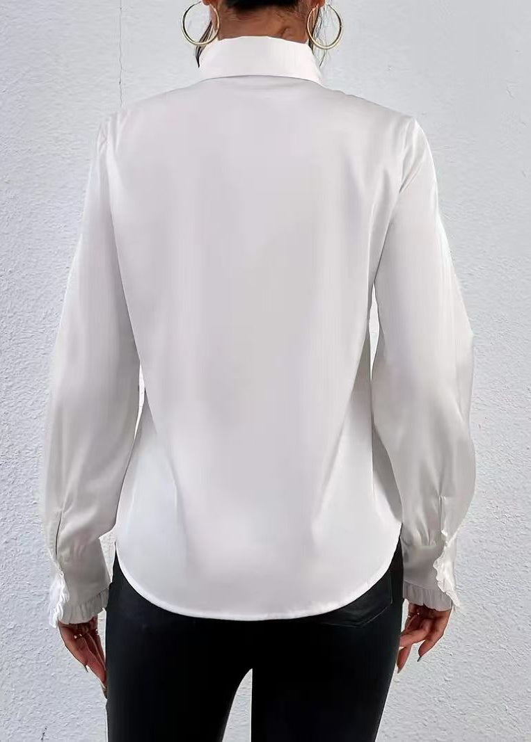 Blouse Femme Col Claudine Volants Manches Longues 4