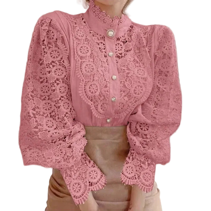 Blouse Femme Col Montant Manches Longues Design Moderne 6