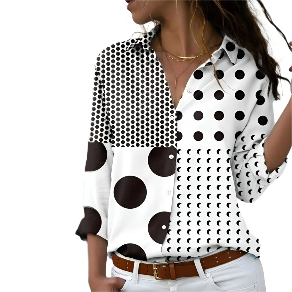 Blouse Femme Décontractée Imprimée avec Détails Modernes 0