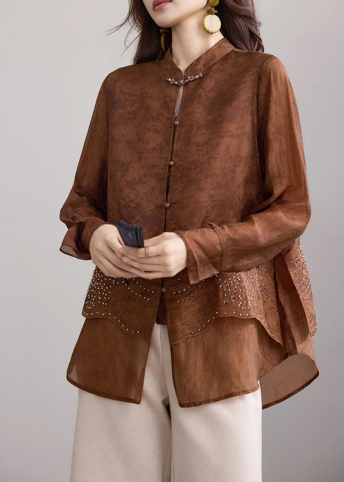 Blouse Femme Deux Pièces Style Chinois Col Montant 1