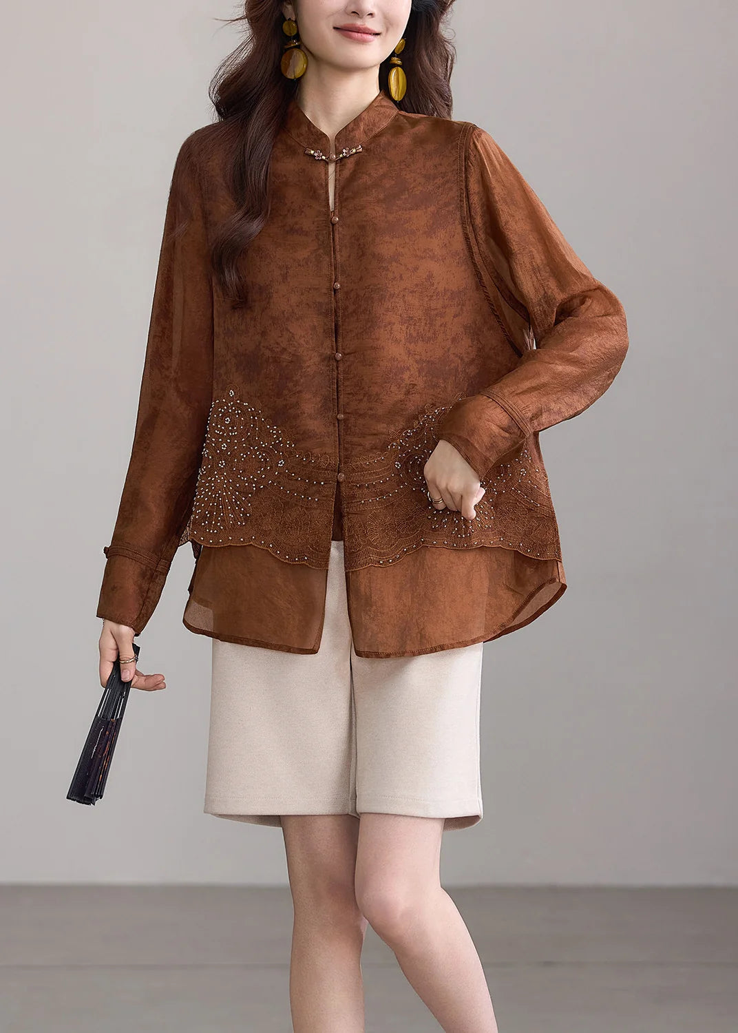 Blouse Femme Deux Pièces Style Chinois Col Montant 2