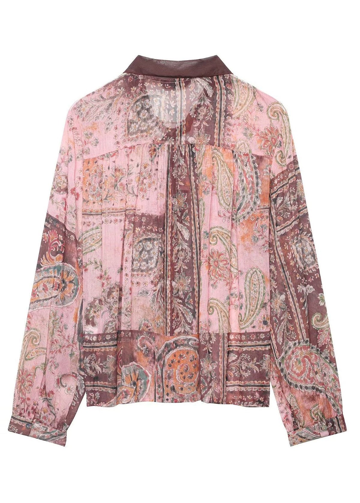 Blouse Femme Drapée à Lacets Imprimée Manches Longues 3