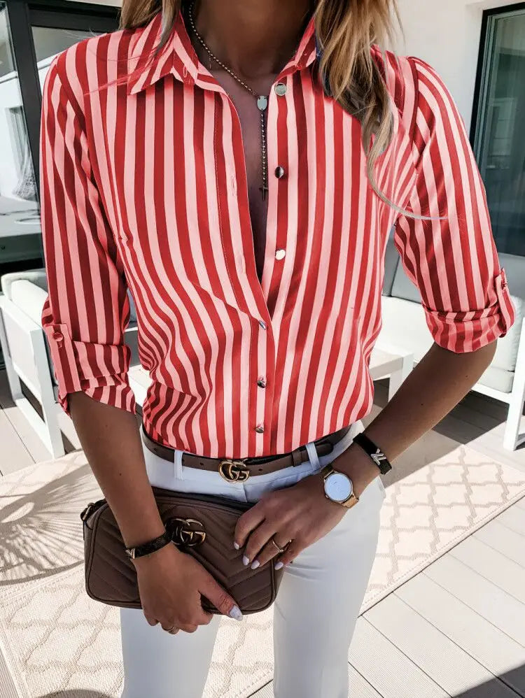Blouse Femme Rayée Classique Coupe Cintrée 1