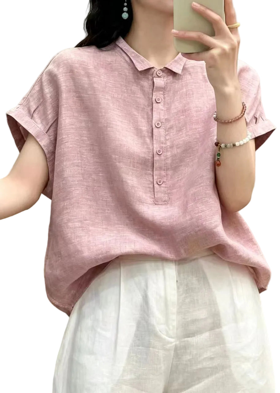 Blouse Femme Surdimensionnée Col Claudine Chic 0