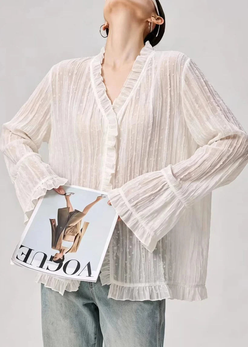 Blouse Femme à Volants Manches Évasées 1