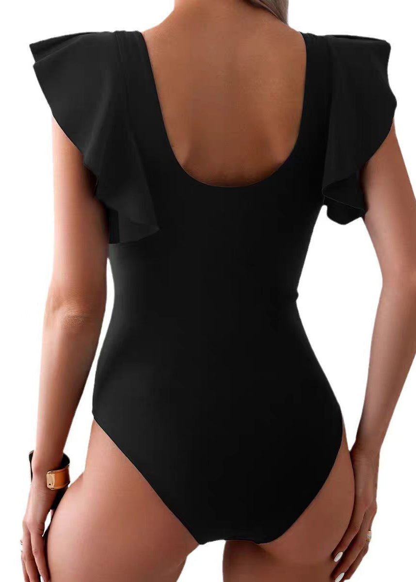 Body de Maillot de Bain Femme Volants Col en V Style Bohème 4