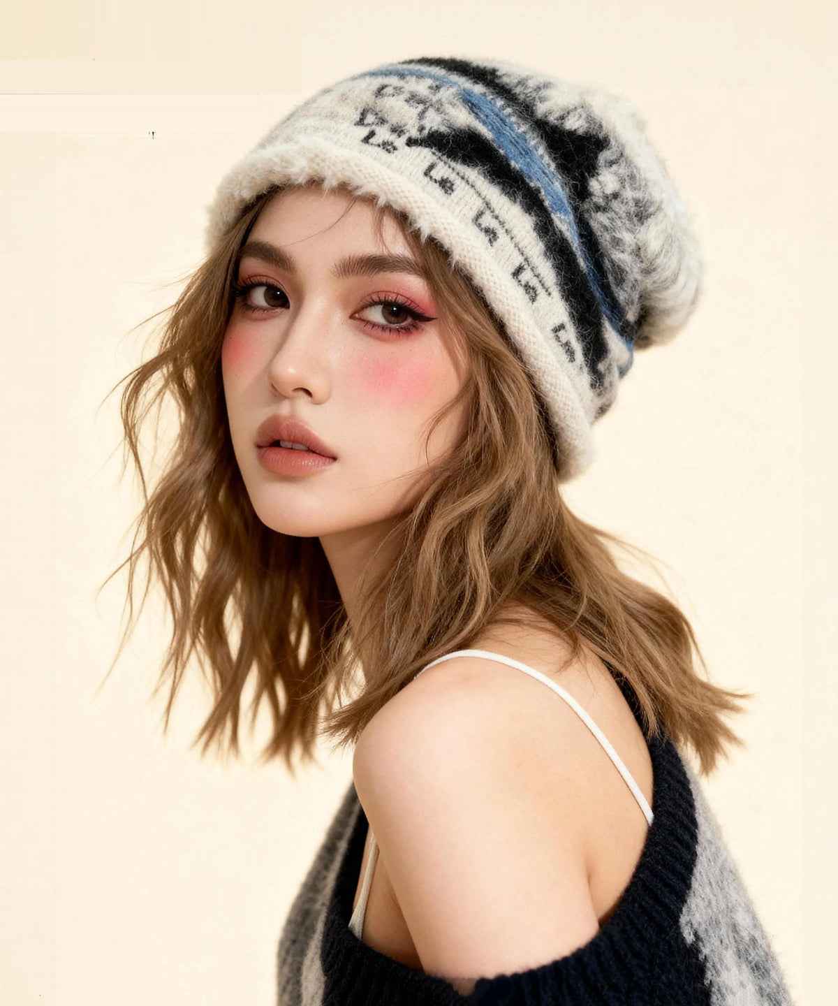 Bonnet Femme Imprimé Style Maille Douillet 4
