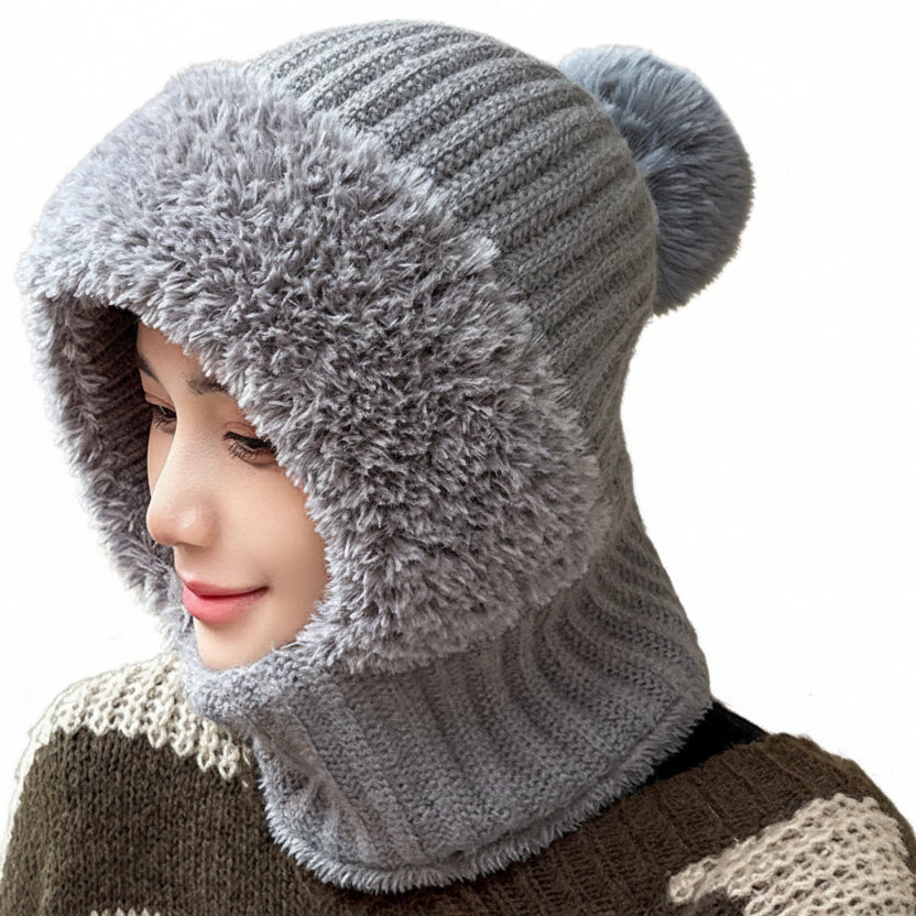 Bonnet d'hiver pour femmes avec snood intégré 2
