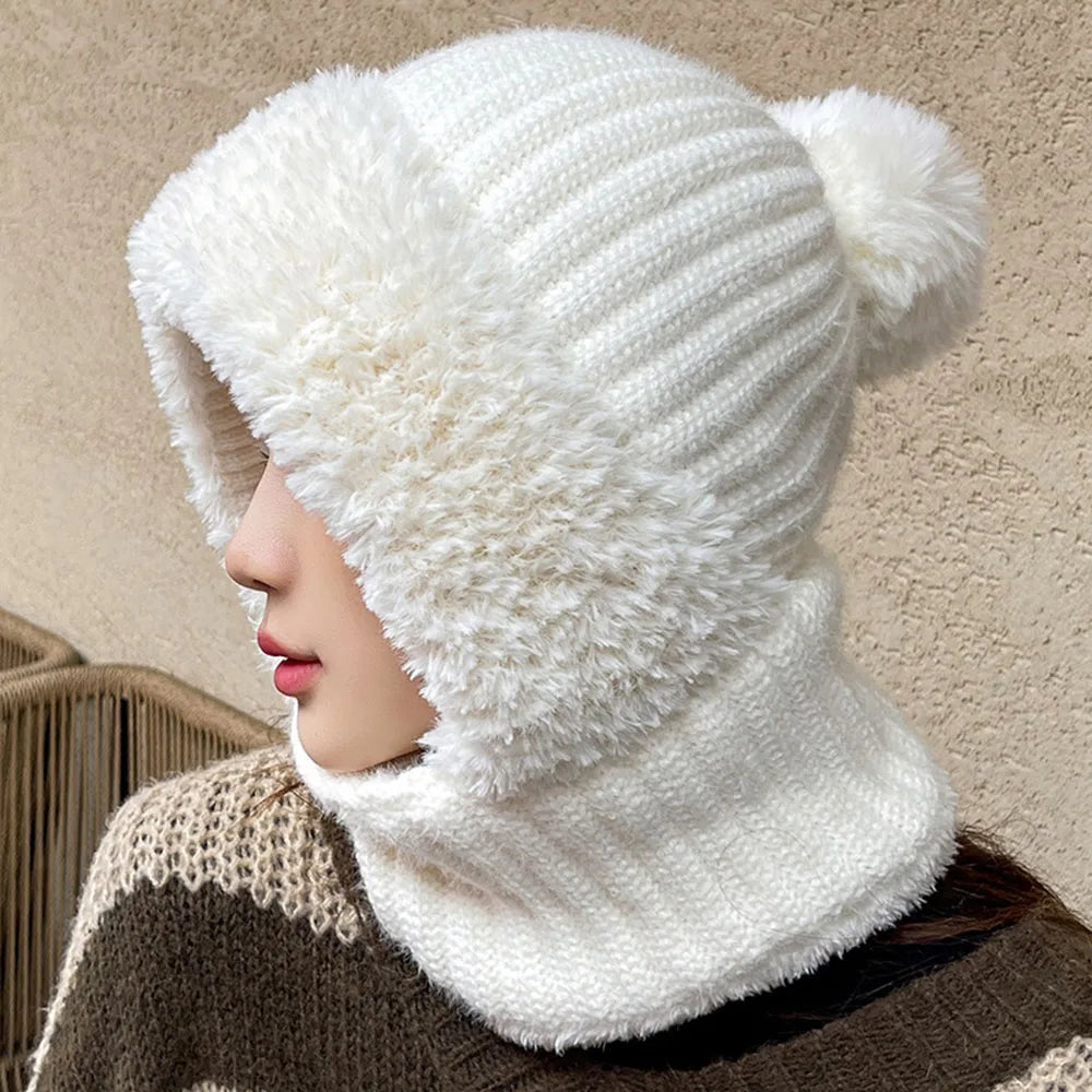 Bonnet d'hiver pour femmes avec snood intégré 3