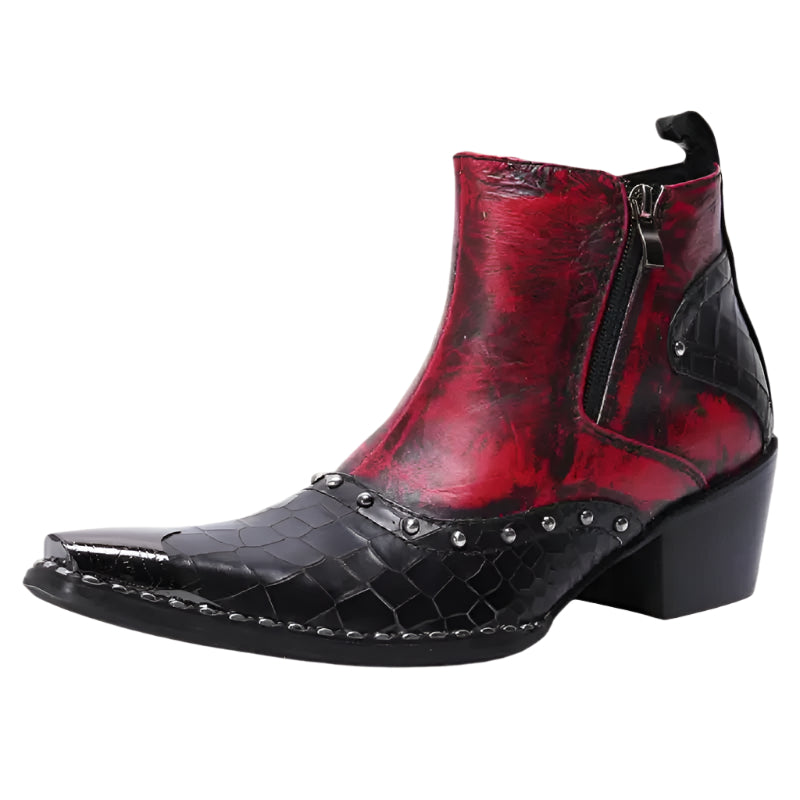 Bottes Cowboy pour Hommes en Cuir avec Détails Métalliques 0
