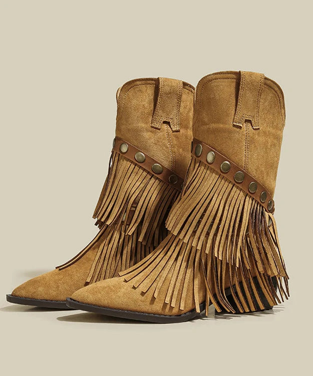 Bottes Femme Bout Pointu à Pompons Style Confort 1