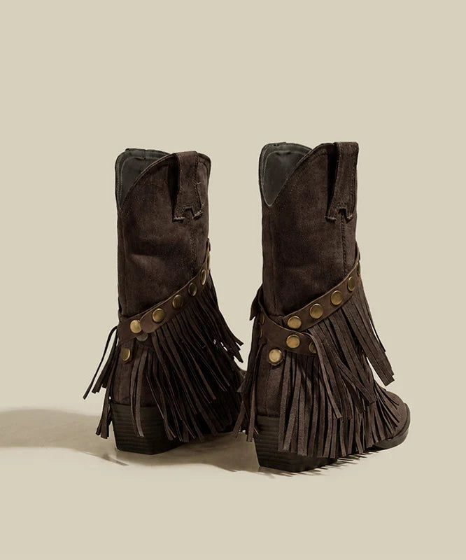 Bottes Femme Bout Pointu à Pompons Style Confort 2